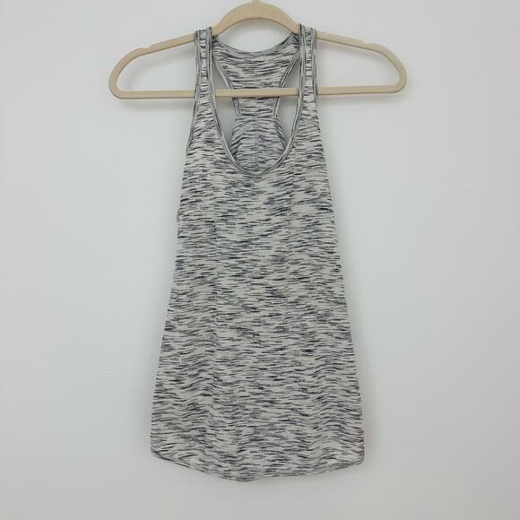 Lululemon Womens 6 Essential Tank Tiger Space Dye Black White Racer Back - Picture 2 of 5